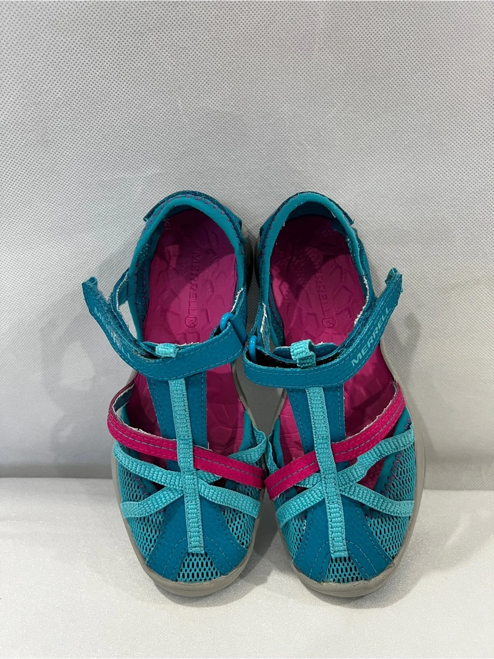 Merrell Dragonfly Sandal Size 1 US Kids Little Kids Turquoise Blue Pink Gray